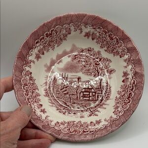 Churchill The Brook Pink Made in England Pink Cranberry 3 Cereal Bowls 6.25 inch